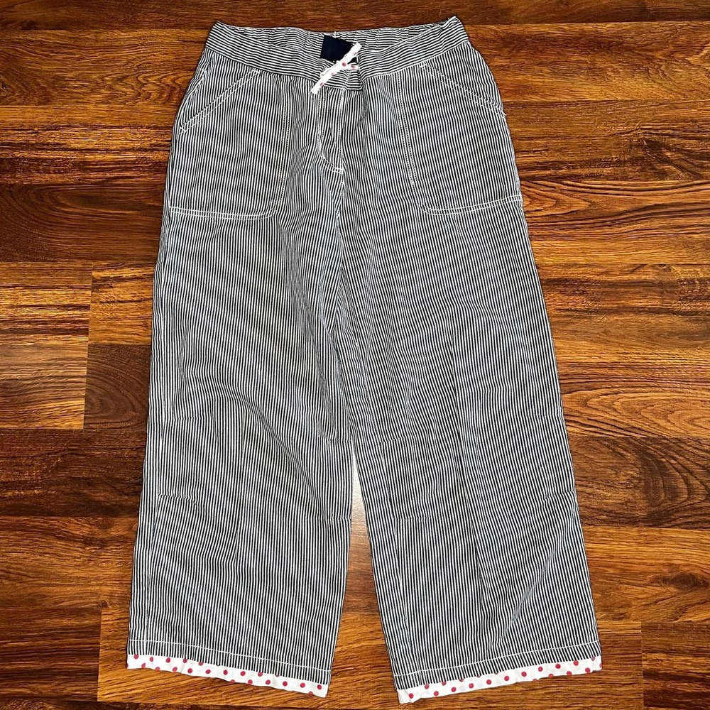 Mini Boden Blue and White Striped Cropped Pants Youth Girls 13-14
